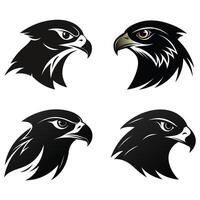 This set showcases an eagle head icon, a symbol of wild nature, featuring the bird's powerful beak and sharp eye, often used as a strong animal mascot or logo vector
