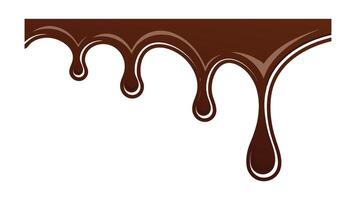 chocolate Liquid Stream Flowing with Glossy dripping on white, melted chocolate dripping vector