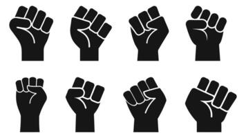 Collection of illustration featuring a raised fist, symbolizing solidarity and strength. worker's day, labor day, Labour day concept vector