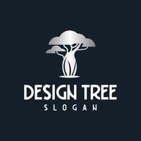 Modern and Minimalist Tree Logo with Silver Gradient Effect. Suitable for Eco-Friendly vector