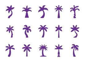 Palm tree silhouettes collection on white background for tropical graphics vector