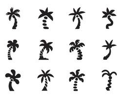 Palm tree silhouette collection on white background design vector
