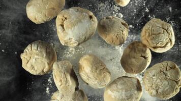 The dough flies up and falls down. Filmed on a high-speed camera at 1000 fps. High quality FullHD footage video