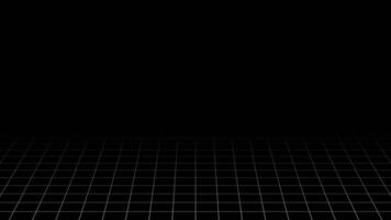 3D perspective white grid lines on bottom looping animation on black color background video