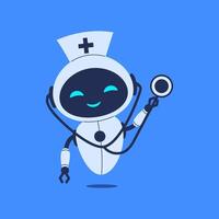 Smiling robot doctor with stethoscope. illustration for AI in healthcare, medical assistance and futuristic diagnostics vector
