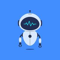 Robot with ECG line on display. illustration for AI in healthcare and and heart diagnostic vector