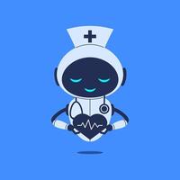 Robot holding in hands heart with ECG line. illustration for medical AI, healthcare technology, and heart diagnostic vector