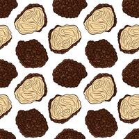 Truffle seamless pattern in cartoon style. Edible mushroom. Mushrooms texture design, packaging, menu, label. illustration on a white background. vector