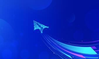 Abstract horizontal background design technology sense paper plane with color wake vector