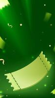 Green vertical background design of the ticket creates a festive atmosphere vector