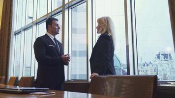 Dynamic business discussion by a panoramic window video