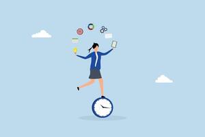 Project development manager, businesswoman control project management skill. vector