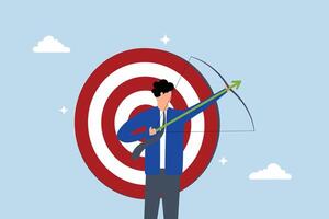 Target, businessman archery aim to hit target. vector