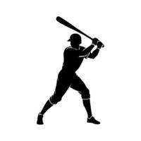 Clean and detailed image of a batter swinging the bat during a game. Suitable for print-on-demand items, sports marketing, and athletic design projects. vector