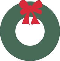 Green Christmas Wreath Red Bow Clipart vector