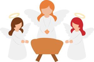 Three Angels Nativity Scene Illustration vector