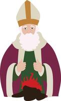 Bishop Warming Hands by Fire Illustration vector