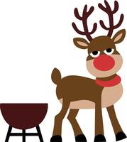 Grumpy Reindeer Near Empty Cauldron vector