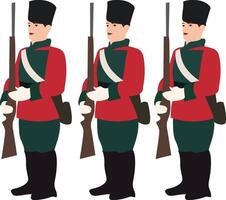 Three Redcoat Soldiers Standing Guard vector
