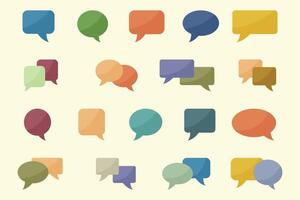 empty speech bubble set flat illustration isolated on white background. vector