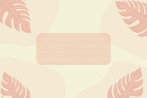 Tropical leaves frame with pastel colors and copy space for text flat illustration. vector