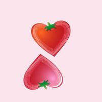 Two heart-shaped objects resembling strawberries vector