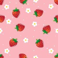 Seamless pattern featuring illustrated strawberries vector