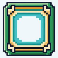 Retro Pixel Art Frame with Geometric Design and Green Blue Color Palette vector