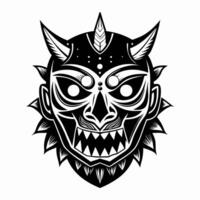 Intricate Black Devil Mask with Horns Bold Illustration Design vector