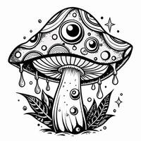Psychedelic mushroom illustration with intricate designs and cosmic elements vector