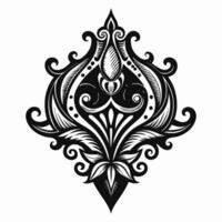 Elegant Ornamental Floral Design with Symmetrical Black and White Patterns for Art vector