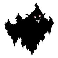 A black ghost with red eyes and a mouth that is open vector