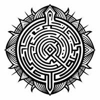 Intricate Mandala Maze Design Circular Geometric Art with Symmetrical Patterns vector