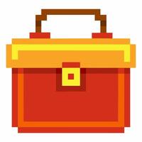 Retro Pixel Art Toolbox Icon in Bright Red and Orange Colors vector
