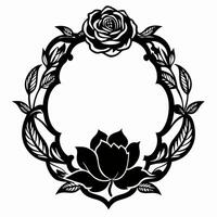 A black and white flower design with a rose and a lily vector