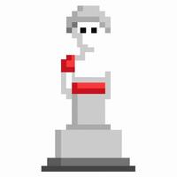 Pixel Art Statue with Red Details in Retro Gaming Style vector