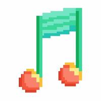 Retro 8 Bit Music Note Illustration in Vibrant Pixel Art Style vector