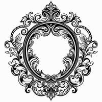 Ornate circular frame with intricate floral and leaf designs vector
