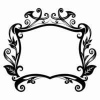 A black and white frame with a leafy design vector