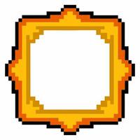 Pixel Art Gold Frame with Orange Accents in Retro Game Style vector