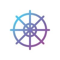 Gradient ship cruise hand wheel gradient flat icon design vector