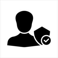 User profile .with shield and check mark Icon Symbol isolated white background. illustration. color editable. vector