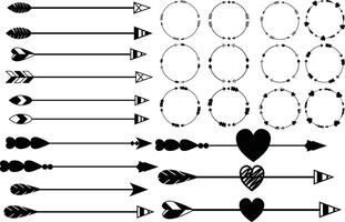 a set of arrows and arrows in black and white EPS10 Design vector