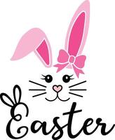 an easter bunny with pink ears and a bow on its head vector