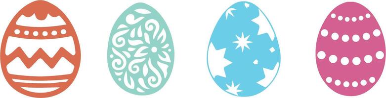 Brightly colored Easter eggs with cheerful Happy Easter message. Great for invitations, posters, and holiday crafts. vector