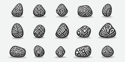 Artistic Elegance Stones with Intricate White Patterns vector