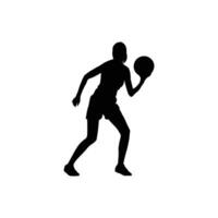 Basketball player in mid air pose silhouette vector