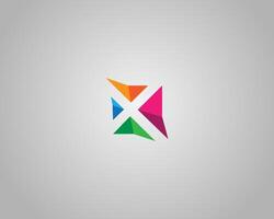 Geometric Colorful X Letter Logo Icon Design Minimal Template. vector