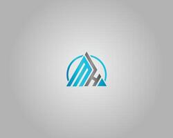 Triangle Letter MH Abstract Initial Logo Design Template. vector