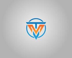 Abstract TM or MT Letter Triangle Logo Design Minimalist Modern Template. vector